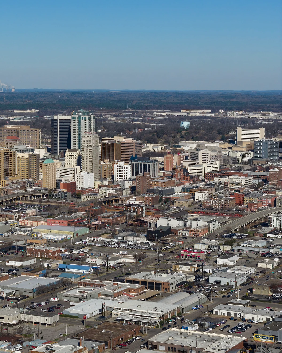 Downtown Birmingham, Alabama skyline and surrounding neighborhoods